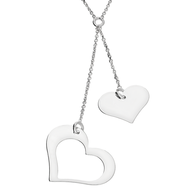 Naszyjnik srebrny serce gładkie i puste/krawatówka M3-148 ROD próba 925
