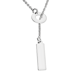 Naszyjnik srebrny gładki prostokąt i koło ramka/krawatówka M3-166 ROD próba 925