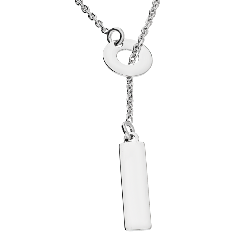 Naszyjnik srebrny gładki prostokąt i koło ramka/krawatówka M3-166 ROD próba 925