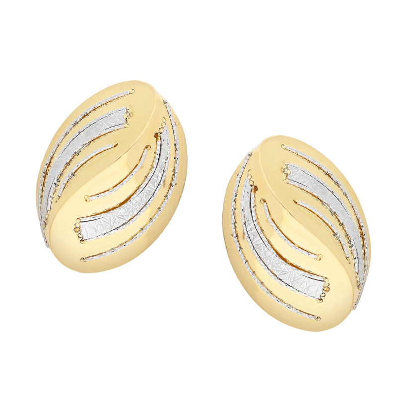 Kolczyki złote wypukłe łączone krople w dwóch kolorach/omega M3-193 próba 585