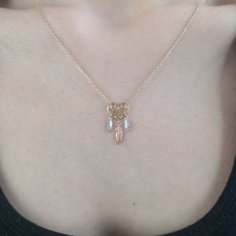 Naszyjnik złoty łapacz snów w formie serca/rolo AR X4FOR6N207705-IV-TC próba 585