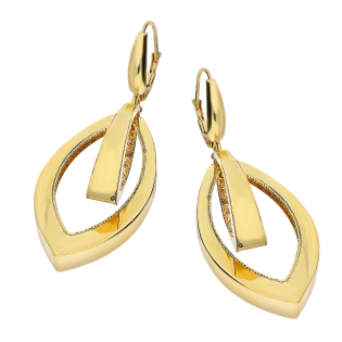 Kolczyki złote łezka w łezce z ozdobnym grawerem/big.zam. M3-211 próba 585