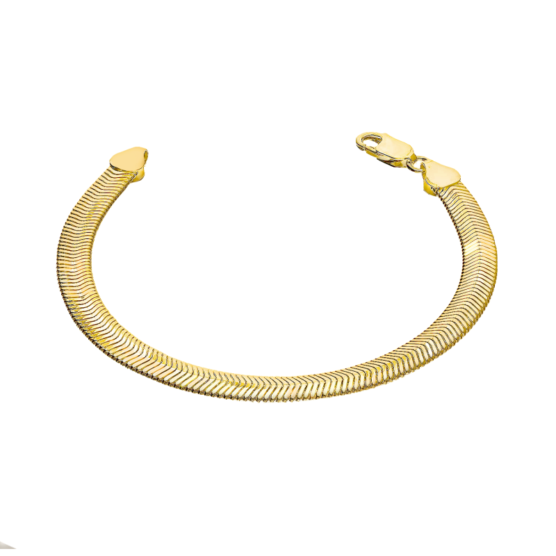 Bransoleta srebrna pozłacana snake BC 1487-640 FLAT GOLD próba 925