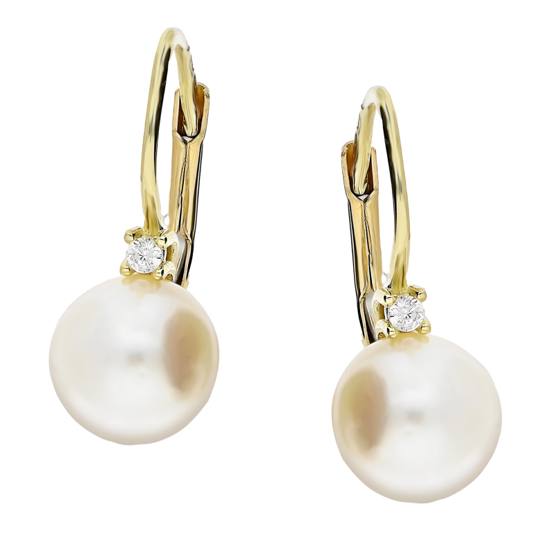 Złote Kolczyki z Perłą i Cyrkonią pr. 585 - JubilerSezam.pl
