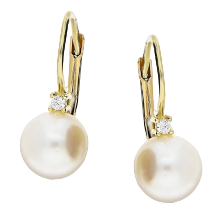 Złote Kolczyki z Perłą i Cyrkonią pr. 585 - JubilerSezam.pl