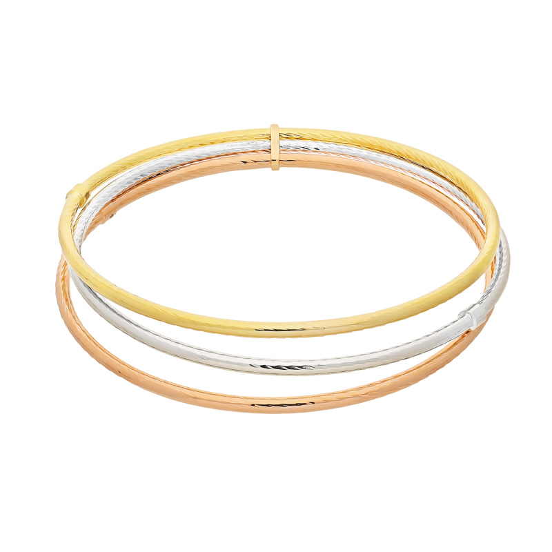 Bransoleta złota bangla trzy koła w trzech kolorach M3-231 próba 585