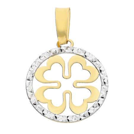 Zawieszka złota koniczyna w grawerowanym kole M3 M-219 próba 585