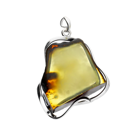 Zawieszka srebrna bursztyn miodowy mgła w srebrnej oprawie MG 176-miodowy-plaster próba 925