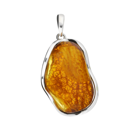 Zawieszka srebrna bursztyn miodowy w owalnej formie MG 194-miodowy-plaster próba 925