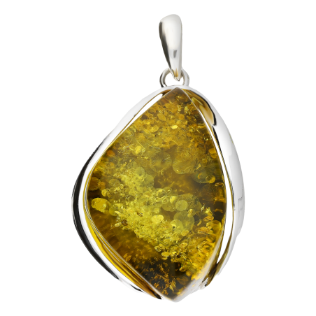 Zawieszka srebrna bursztyn miodowy w łezce MG 240-miodowy próba 925