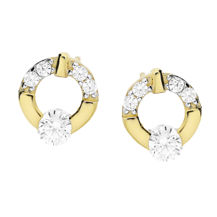 Kolczyki złote koło ramka z cyrkoniami