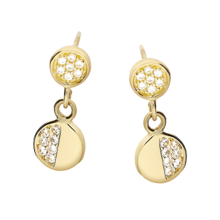 Kolczyki złote koło z cyrkoniami i koło w połowie z cyrkoniami/sztyft MZ T23-E-871-CZ próba 375