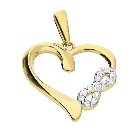 Serduszko złote ramka z infinity z cyrkoniami