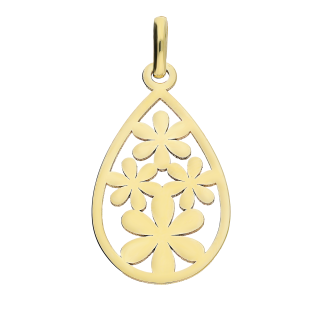 Zawieszka złota kropla ramka z kwiatkami w środku MZ T23-P-LP-533 próba 375