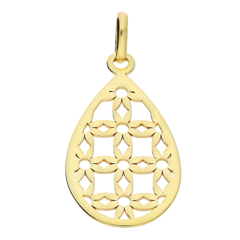 Zawieszka złota kropla z ażurowymi kwiatkami MZ T23-P-LP-536 próba 585