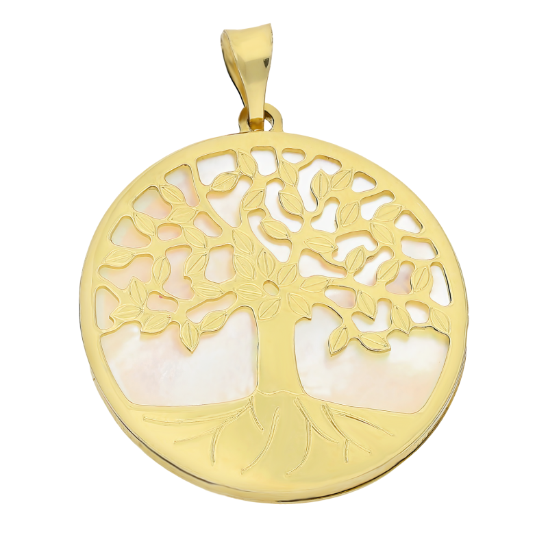 Zawieszka złota drzewko w kółku z masą perłową OS 129-LP10 próba 585