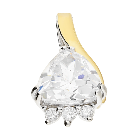 Zawieszka srebrna trójkątna cyrkonia z okrągłymi cyrkoniami PX 841_AU375 blaszka gold