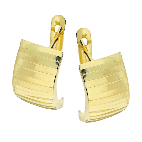 Kolczyki złote półokrągłe blaszki z taflą/ang.zap. S3 KBY-09 próba 585