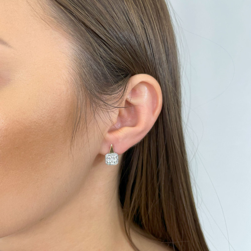 Kolczyki złote kwadrat z diamentami/ang.zap. DI 509-05 próba 585