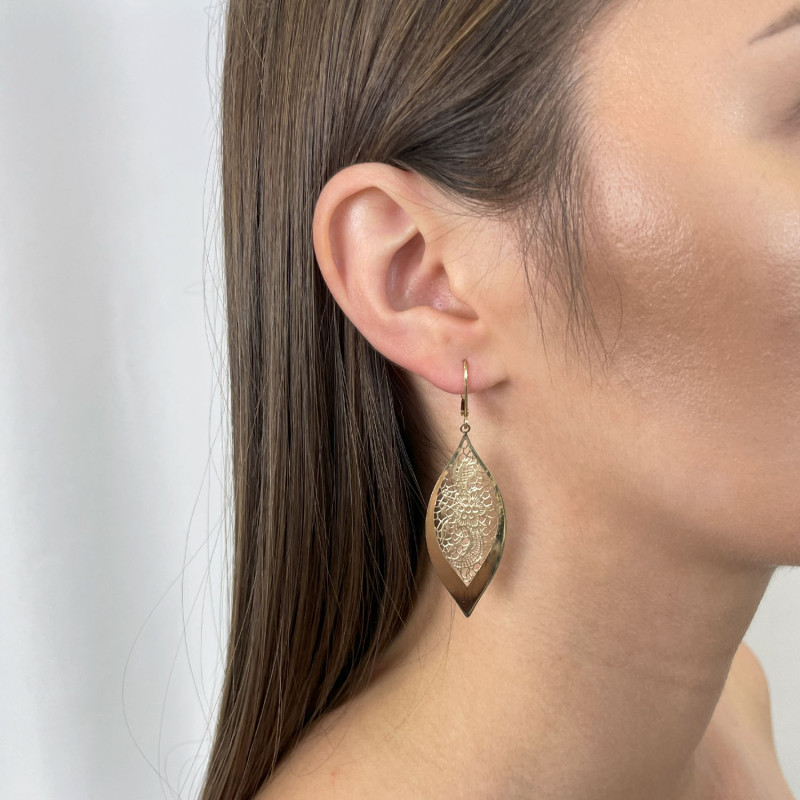 Kolczyki złote ażurowa łezka/big.zam M3-252 próba 585