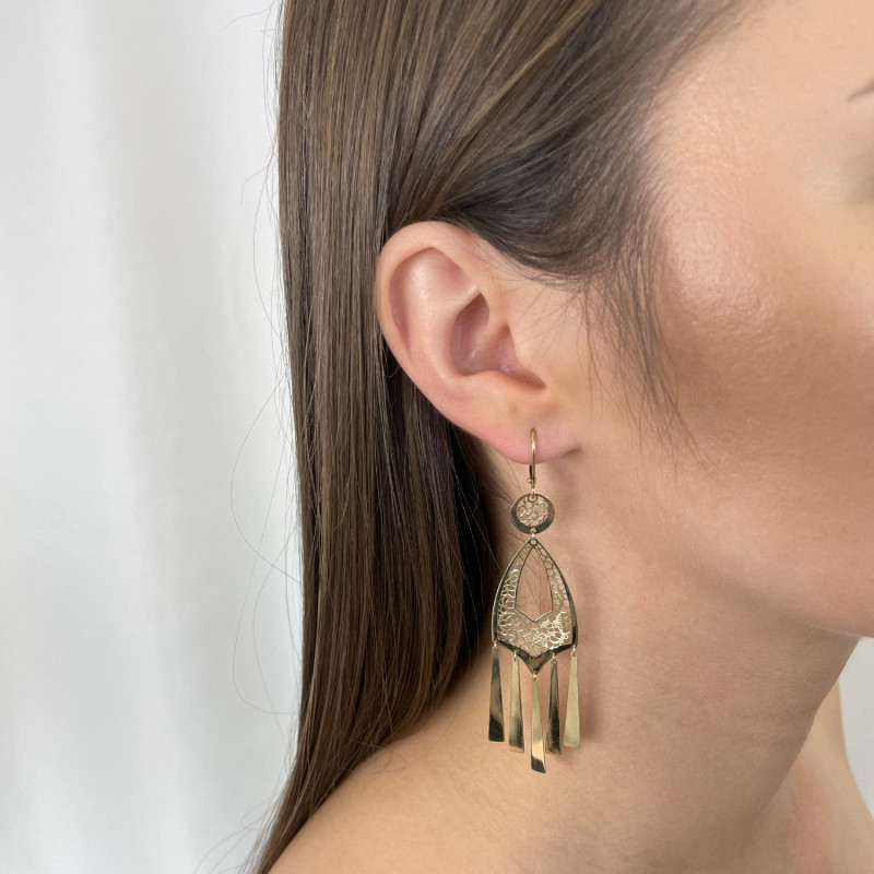 Kolczyki złote ażurowy stożek i gładkie blaszki/big.zam. M3-253 próba 585