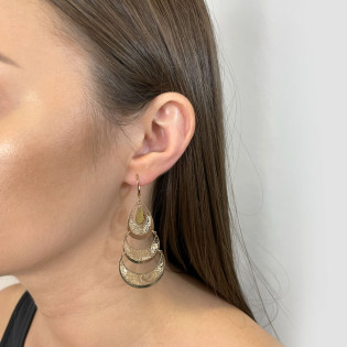 Złote kolczyki ażurowe krople i półkola pr. 585 - JubilerSezam.pl