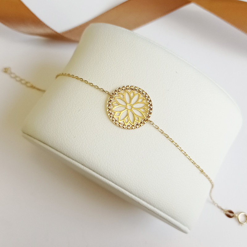 Bransoleta złota ażurowa rozeta/anker AR VX5FOR6B9823-IV-DC próba 375