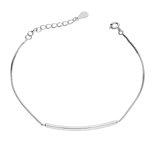 Bransoleta srebrna rurka wygięta blask/kostka AT575 próba 925