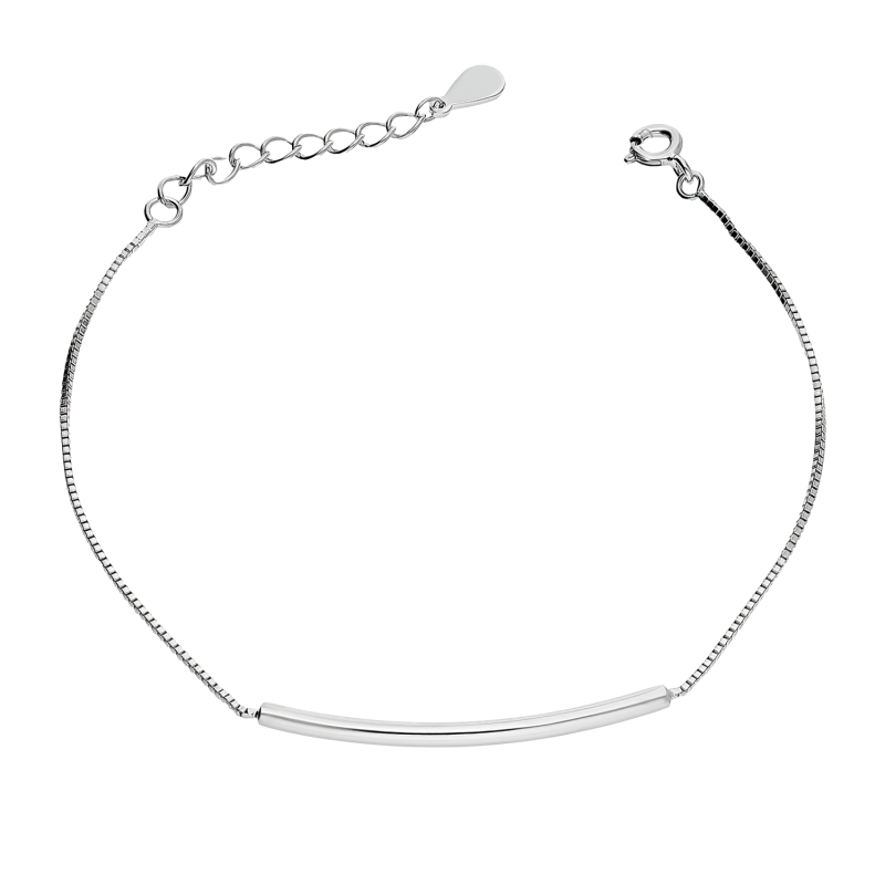 Bransoleta srebrna rurka wygięta blask/kostka AT575 próba 925