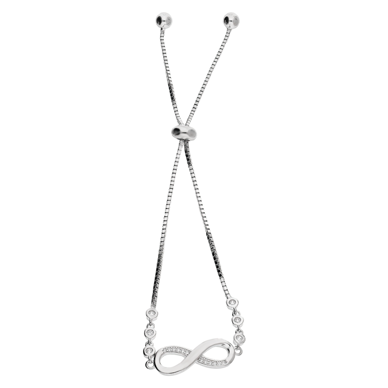 Srebrna Bransoletka Infinity z Cyrkoniami pr. 925 - JubilerSezam.pl