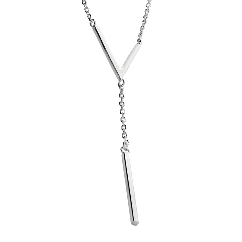 Naszyjnik srebrny V blask i gładka pałka/krawatówka AT578 próba 925