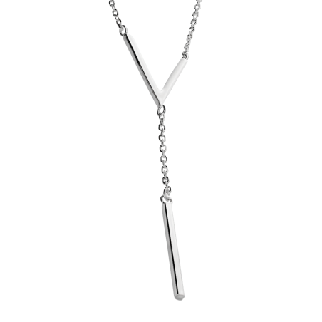 Naszyjnik srebrny V blask i gładka pałka/krawatówka AT578 próba 925