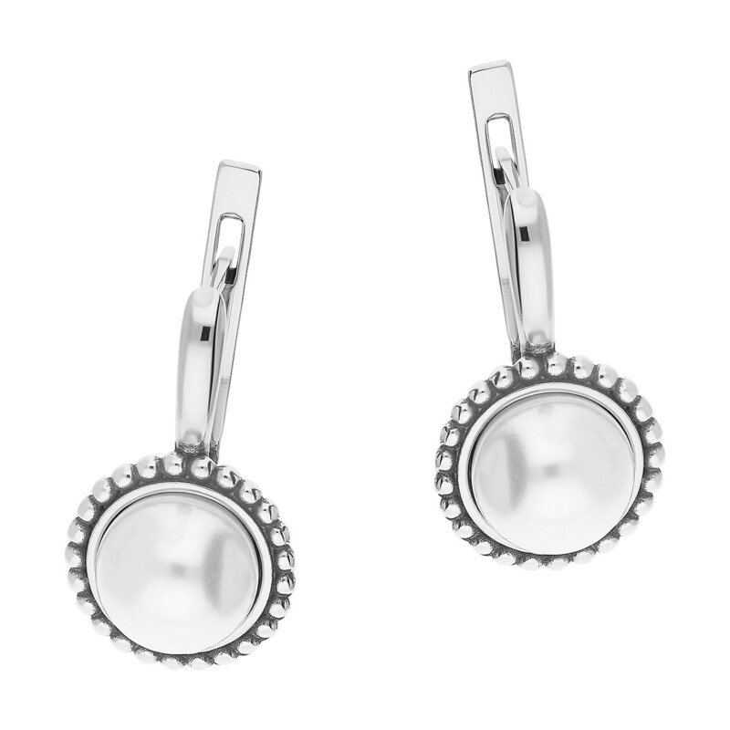 Kolczyki srebrne z perłą jubilerską/ang,zap PX 637 próba 925