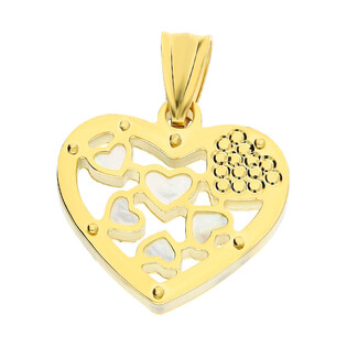 Serduszko złote z sercami z białą masą perłową AR KR(4-X)LKP0448-DC-MOP próba 585