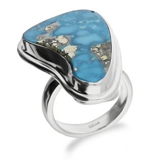 Srebrny Pierścionek z Turkusem Arizona pr. 925 - JubilerSezam.pl