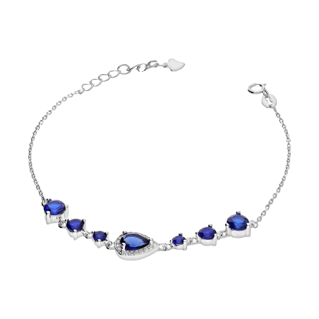 Bransoleta srebrna szafirowe cyrkonie/anker  HS A0660 szafirowy próba 925