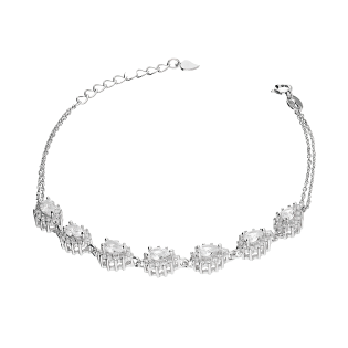 Bransoleta srebrna markizy krople z białymi cyrkoniami/x2 anker HS131a próba 925