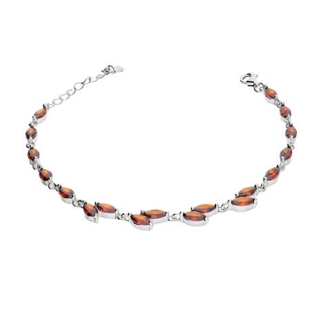 Bransoleta srebrna krople z czerwonymi cyrkoniami  HS695 czerwony próba 925