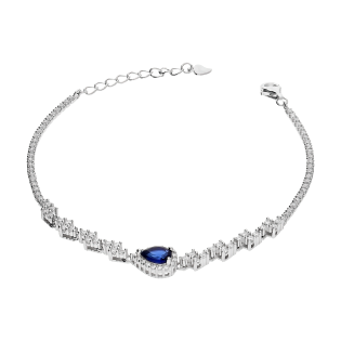 Srebrna Bransoletka z Szafirową Kroplą - JubilerSezam.pl