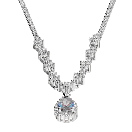Naszyjnik srebrny kropla topaz mistic i białe cyrkonie HS1439-1441Topaz Mistic próba 925