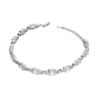 Bransoleta srebrna owalne markizy z białymi cyrkoniami HS1655 próba 925