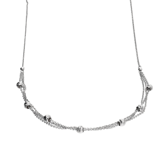 Naszyjnik srebrny grawerowane kulki/x3 anker PW483 ROD próba 925