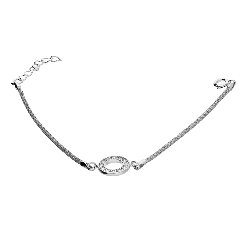 Srebrna Bransoletka Koło z Cyrkoniami pr. 925 - JubilerSezam.pl
