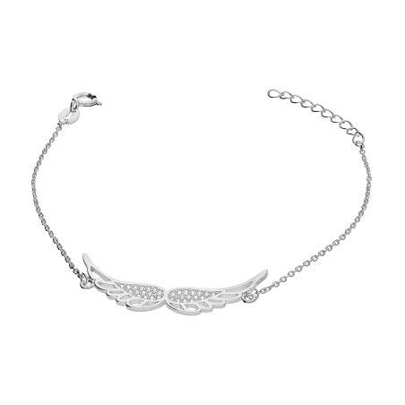Bransoleta srebrna ażurowe podwójne skrzydła z cyrkoniami/anker PW551 ROD próba 925