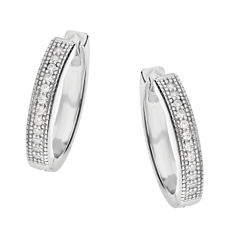 Kolczyki srebrne kółka 15mm z rzędem białych cyrkonii/zatrzask AT031-1 próba 925