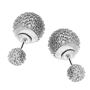 Kolczyki srebrne diorki kulki z białymi cyrkoniami10 mm i 5 mm/sztyft AT403 próba 925