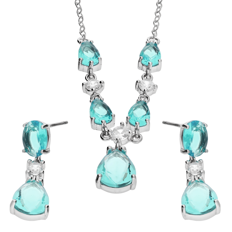 Komplet srebrny naszyjnik i kolczyki turkusowe krople AT IM0504NS lightg ROD próba 925
