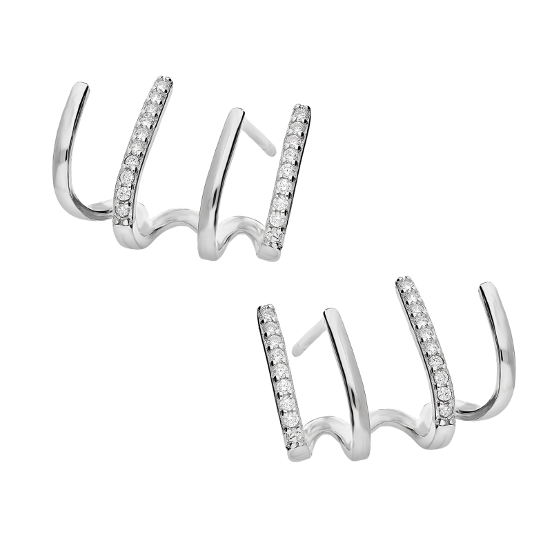 Kolczyki srebrne pazurki z białymi cyrkoniami/sztyft AT498 próba 925
