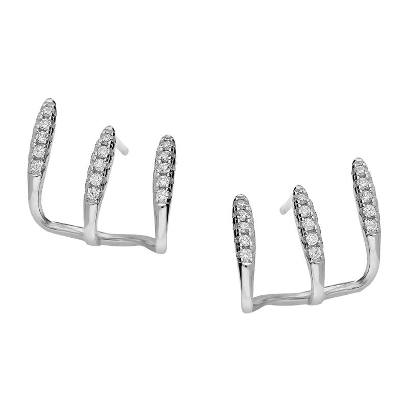 Kolczyki srebrne pazurki gładkie i z cyrkoniami/sztyft AT498-1 próba 925