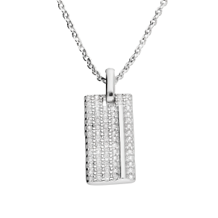 Srebrny naszyjnik prostokąt z cyrkoniami pr. 925 - JubilerSezam.pl
